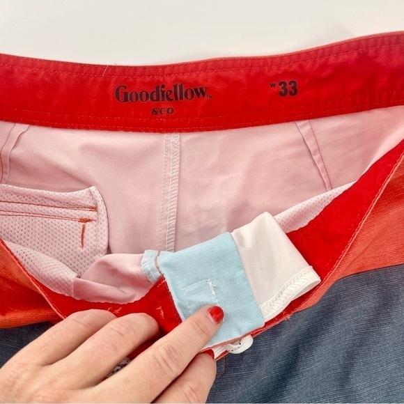 Goodfellow‎ & Co Men's 10" Colorblock Board Shorts Orange and Blue - Picture 7 of 9